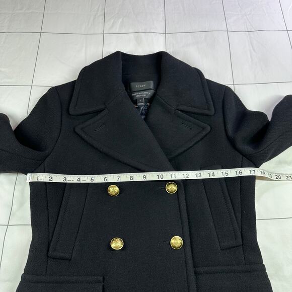 JCrew Coat Womens 4 Black Majesty Stadium Cloth Pea Nautical Preppy Classic Wool - Picture 8 of 10